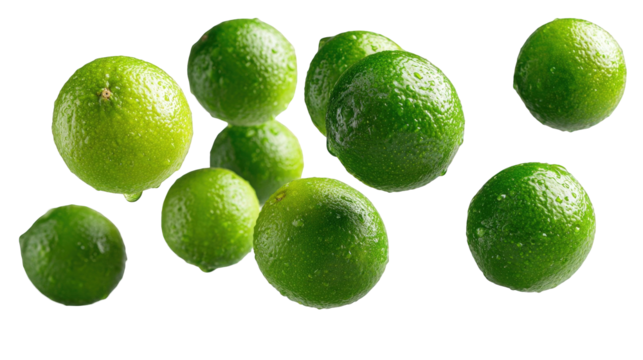 Floating Limes on Transparent Background