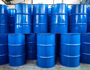 industrial blue plastic barrel for water and liquid storage
