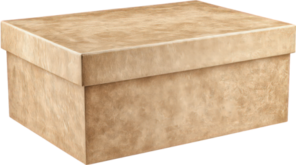 Gold Glitter Gift Box on Transparent Background