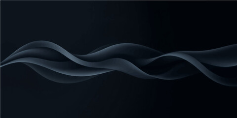 Dynamic, flowing blue smoke waves create a futuristic, abstract light line pattern on a dark background