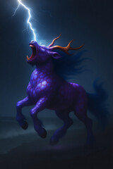 雷に討たれる麒麟