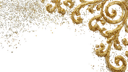 Gold Glitter Flourish on Black Background