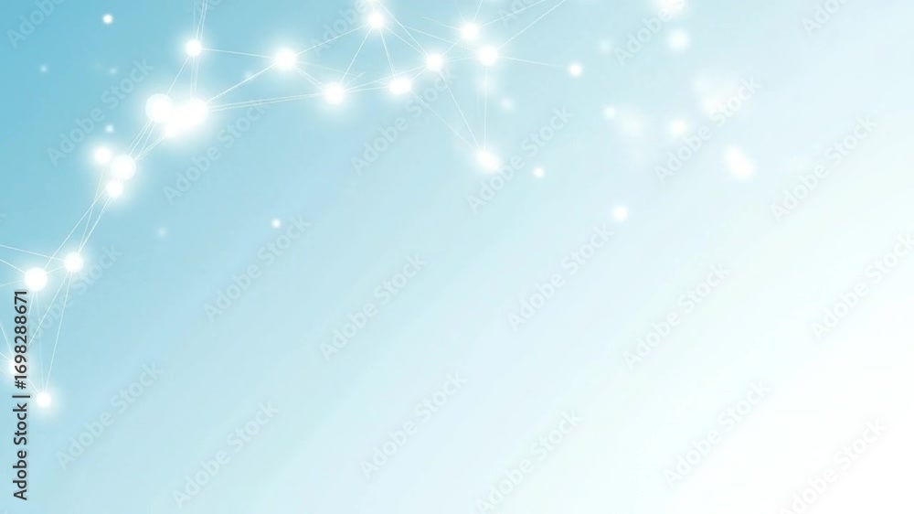 Poster glowing neural network connections on a clean futuristic background with copy space