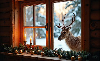 Reindeer at the Christmas Window