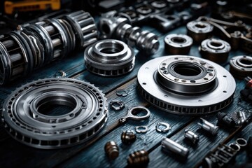 Assortment of Industrial Mechanical Metal Parts and Components.