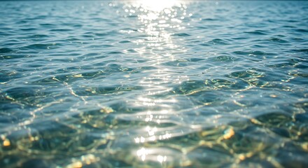 Sparkling Sea Surface: Sunlit Ripples and Submerged Reflections