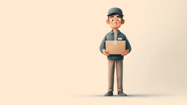 delivery worker in uniform holding a package