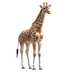 Fototapeta premium Adult giraffe full body looking sideways, isolate on transparent white background