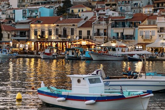 boats in the harbor of Samos, Greece