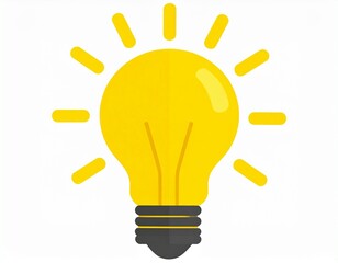 An eye-catching illustration of a luminous yellow lightbulb with a subtle soft shadow and a clean, flat design. A powerful visual for new ideas and innovation.

