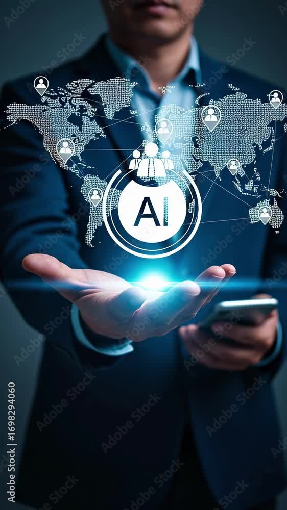Poster an artificial intelligence technology innovation busines global network digital futuristic professio