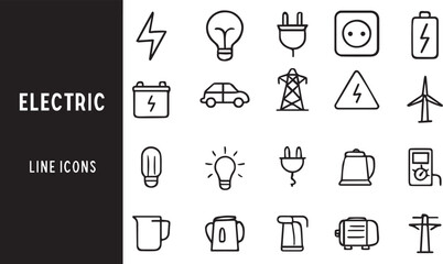 electric line icon set. electric 20 icon vector