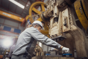 Industrial Engineer in Hard Hats.Work at the Heavy Industry Metal Sheet Manufacturing Factory....
