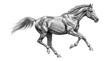Majestic Galloping Horse: A Stunning Silver Equine Artwork
