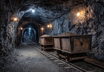 Deep Underground Exploring a Coal Mine's Depths and History with Illuminated Tracks