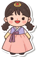 Hanbok Girl Character Illustration