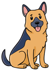 Fototapeta premium German Shepherd dog, cartoon clipart illustration, isolated 