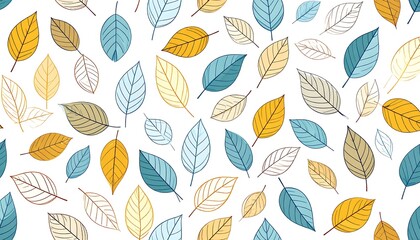 Obraz premium Delicate Leaf Pattern with Colorful and Artistic Design on a White Background