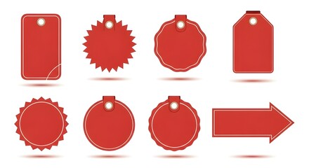 
Red blank price tag and labels set Pro Vector