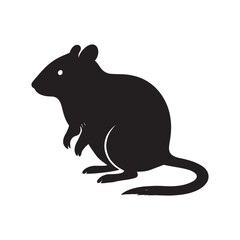 Obraz premium Simple Silhouette of a Mouse or Rodent Standing on its Hind Legs Vector Illustration for Childrens Books and Wildlife Conservation Efforts with White Background