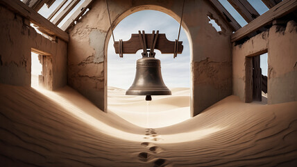 Obraz premium Die Glocke der Stille - Verlorene Zeit in der Wüste - Spuren im Sand der Erinnerung