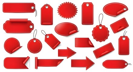 
Red blank price tag and labels set Pro Vector