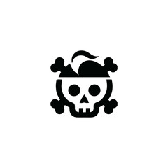 Quirky Pirate Skull with Crossbones Vector Icon