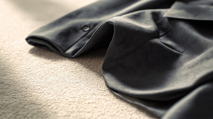 Luxurious Black Suit Jacke on Soft Carpet