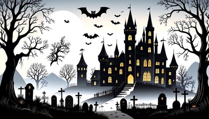 Obraz premium Spooky castle at night (1)