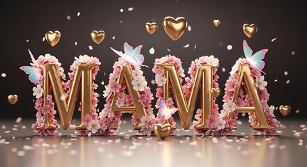 Mother's Day 3D Letters Decoration with Flowers and Hearts