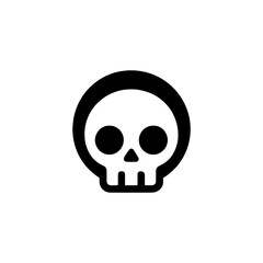 Minimalist Black and White Skull Vector Icon Illustration