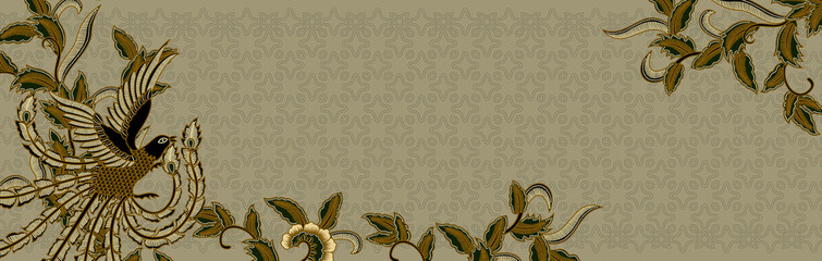 Cream colored bird of paradise motif neck scarf