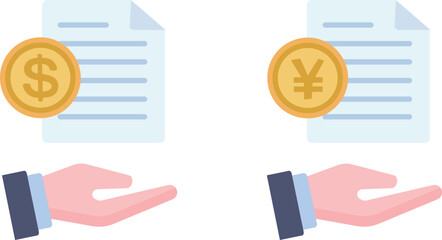 日本円とドルの融資、貸付のイラスト