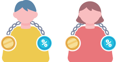 男性と女性の債務者のイラスト
