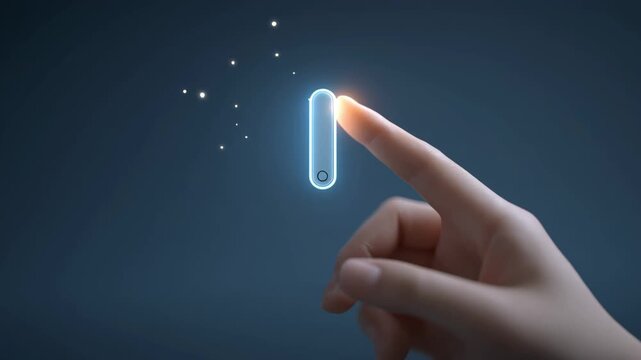 Finger touch interface glow blue technology ai diagnosis hand light, glowing button interface ai diagnosis technology futuristic light bar
