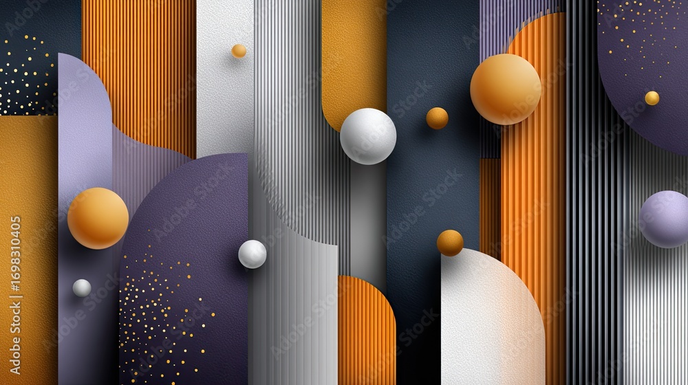 Poster an array of vibrant shapes and lines illustrates data visualization, featuring glowing spheres and v