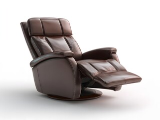 Naklejka premium Isometric 3D recliner chair leather upholstery floating on white