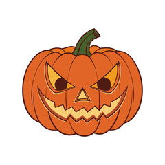 Evil Smiling Jack O’Lantern Halloween Pumpkin Vector Illustration