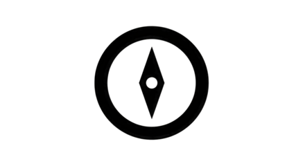Stylized Compass Icon Outline on Black Background Keywords: compass, navigation, direction isolated on a transparent background