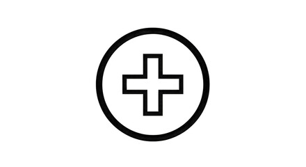 Obraz premium Stylized Plus Sign within a Circle Outline cross symbol isolated on a transparent background