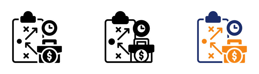 Business Plan Icon Collection Glyph & Mixed Style 