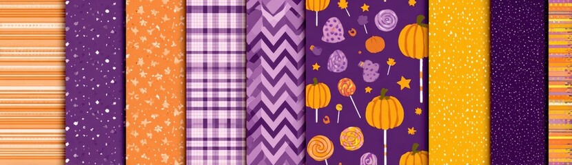 Halloween Themed Digital Paper Collection with Various Patterns and Icons.