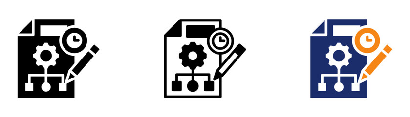 Management Plan Icon Collection Glyph & Mixed Style 