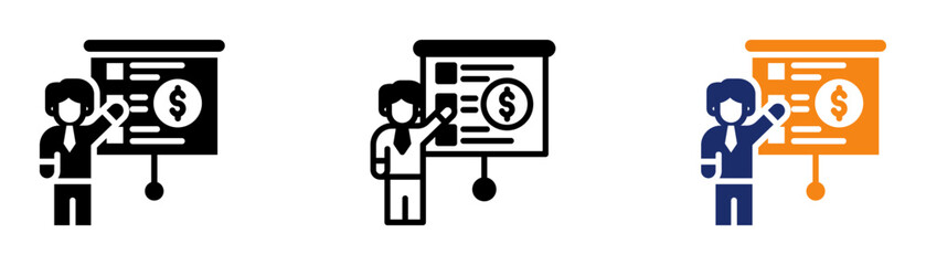 Business Presentation Icon Collection Glyph & Mixed Style 