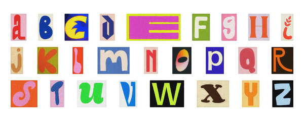 Creative scrapbook alphabet PNG, colorful collage letters isolated