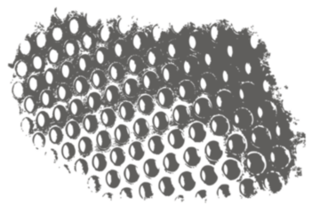 Abstract dark gray textured surface with hexagonal honeycomb pattern creating a futuristic and technological organic abstract design element transparent background