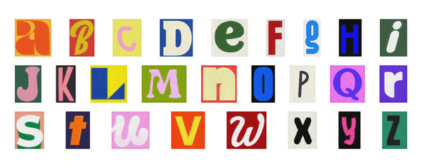 Alphabet collage PNG isolated, colorful cut-out letters for posters and design