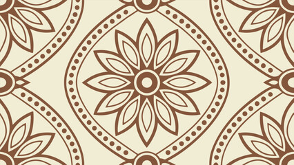 Elegant seamless pattern of ornamental leaf medallions in a classic luxury seal style for branding and packaging