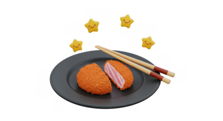 Delicious Japanese Mochi Dessert with Chopsticks on a Plate.