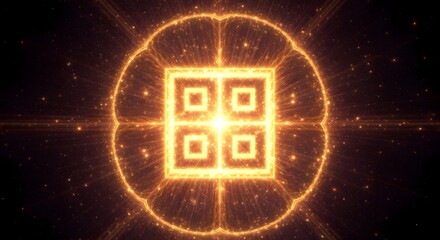 Radiant Golden Mandala: A Celestial Abstract Art Piece
